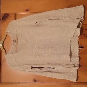 ANAMA Beige Raw Edge Paneled Top Bell sleeves sz L